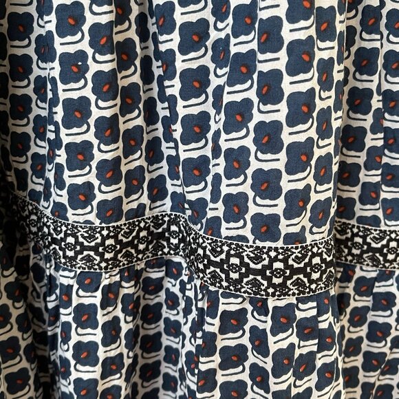 Anthroplogie Midi Dress Womens XL Blue Floral Boho Relaxed Party Tiered Peasant - Picture 6 of 16